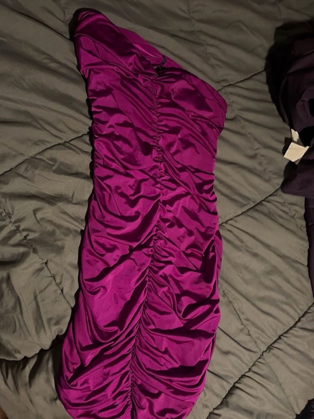 Forever 21 One-Shoulder Ruched Magenta Dress